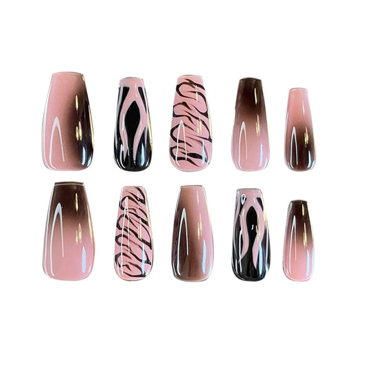 Daring Beauty Black and Pink Press-On Nails